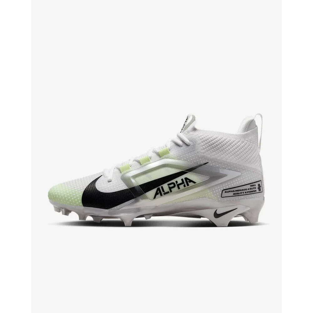 Nike Alpha Menace 4 Elite White Metallic Football Cleats FD7036-100 Mens Size 10